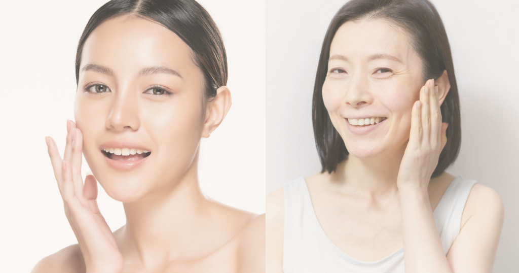 肌のハリやツヤがアップし喜んでいる女性